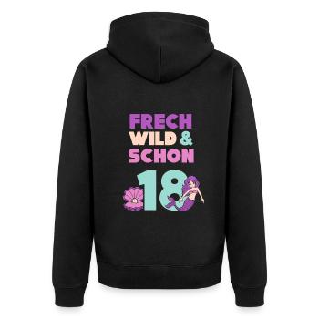 18 Jahre Geburtstag Meerjungfrau - Unisex Premium Bio Zip Hoodie - Schwarz - Hinten - Nico (187cm)