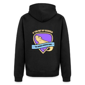 If you met my Bearded Dragon - Unisex Premium Bio Zip Hoodie - Schwarz - Hinten - Nico (187cm)