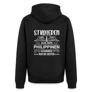 Studieren kann jeder Philippinen filipino - Unisex Premium Bio Zip Hoodie - Schwarz - Hinten - Nico (187cm)