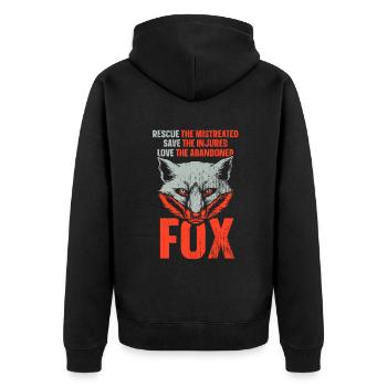 save the injured love the abandoned fox - Unisex Premium Bio Zip Hoodie - Schwarz - Hinten - Nico (187cm)