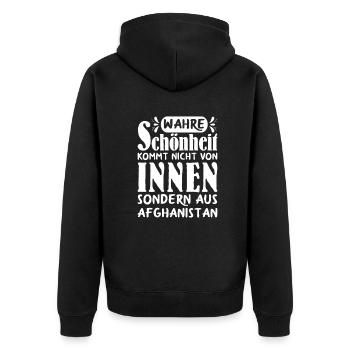 Wahre Schönheit Frau Afghanistan - Unisex Premium Bio Zip Hoodie - Schwarz - Hinten - Nico (187cm)