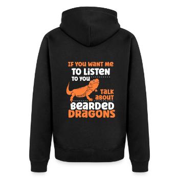 talk about Bearded Dragons - Unisex Premium Bio Zip Hoodie - Schwarz - Hinten - Nico (187cm)