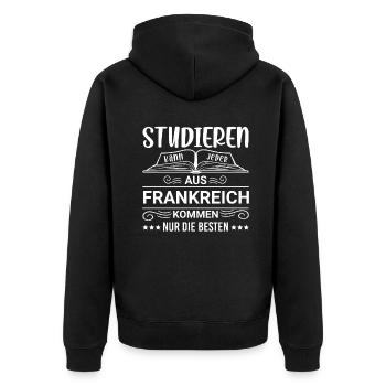 Studieren kann jeder Frankreich Franzose - Unisex Premium Bio Zip Hoodie - Schwarz - Hinten - Nico (187cm)