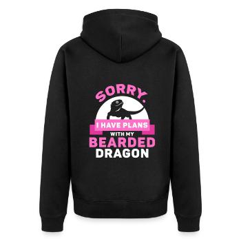 I have plans with my Bearded Dragon - Unisex Premium Bio Zip Hoodie - Schwarz - Hinten - Nico (187cm)