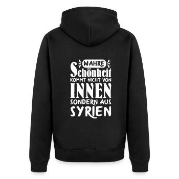 Wahre Schönheit Frau Syrien - Unisex Premium Bio Zip Hoodie - Schwarz - Hinten - Nico (187cm)