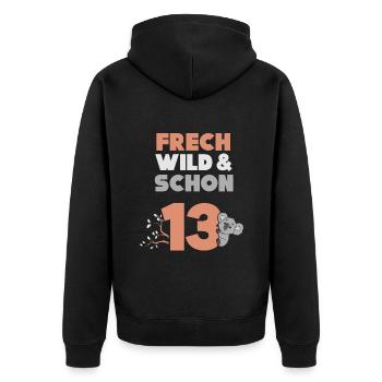 13 Jahre Geburtstag Junge Mädchen Koala - Unisex Premium Bio Zip Hoodie - Schwarz - Hinten - Nico (187cm)