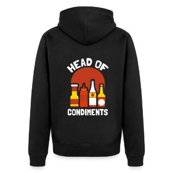 Head of Condiments - Unisex Premium Bio Zip Hoodie - Schwarz - Hinten - Nico (187cm)