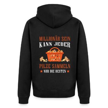 Pilze sammeln nur die besten - Unisex Premium Bio Zip Hoodie - Schwarz - Hinten - Nico (187cm)