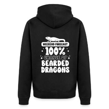Weekend forecast chance of Bearded Dragons - Unisex Premium Bio Zip Hoodie - Schwarz - Hinten - Nico (187cm)