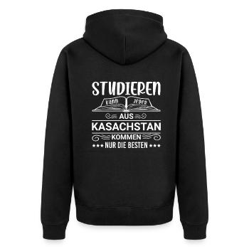 Studieren kann jeder Kasachstan Kasache - Unisex Premium Bio Zip Hoodie - Schwarz - Hinten - Nico (187cm)
