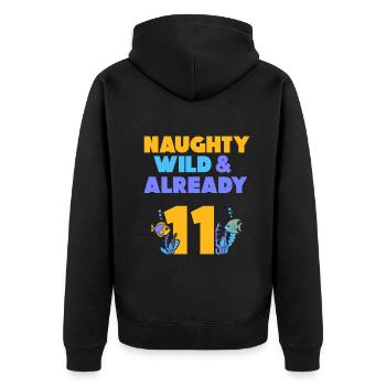 11 Jahre Geburtstag Junge Mädchen Fisch - Unisex Premium Bio Zip Hoodie - Schwarz - Hinten - Nico (187cm)