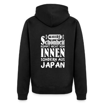 Wahre Schönheit Frau Japan - Unisex Premium Bio Zip Hoodie - Schwarz - Hinten - Nico (187cm)
