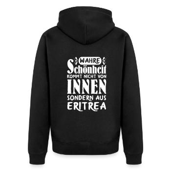 Wahre Schönheit Frau Eritrea - Unisex Premium Bio Zip Hoodie - Schwarz - Hinten - Nico (187cm)