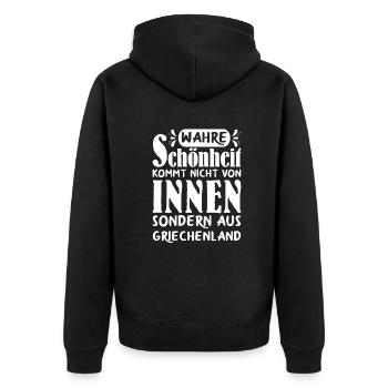 Wahre Schönheit Frau Griechenland - Unisex Premium Bio Zip Hoodie - Schwarz - Hinten - Nico (187cm)