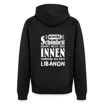 Wahre Schönheit Frau Libanon - Unisex Premium Bio Zip Hoodie - Schwarz - Hinten - Nico (187cm)