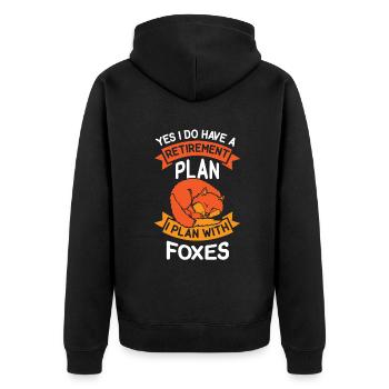 have a retirement plan i plan with foxes - Unisex Premium Bio Zip Hoodie - Schwarz - Hinten - Nico (187cm)