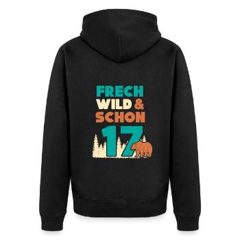 17 Jahre Geburtstag Bär - Unisex Premium Bio Zip Hoodie - Schwarz - Hinten - Nico (187cm)