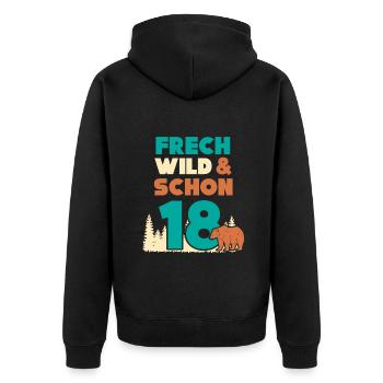 18 Jahre Geburtstag Bär - Unisex Premium Bio Zip Hoodie - Schwarz - Hinten - Nico (187cm)