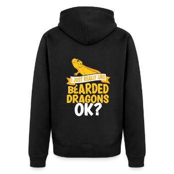 I Just Really Like Bearded Dragons OK? - Unisex Premium Bio Zip Hoodie - Schwarz - Hinten - Nico (187cm)
