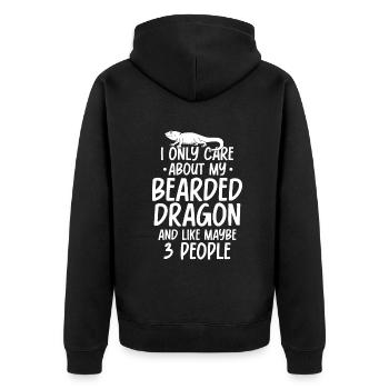 I only care about my Bearded Dragon - Unisex Premium Bio Zip Hoodie - Schwarz - Hinten - Nico (187cm)