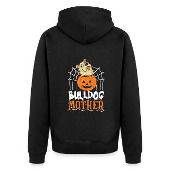 Bulldog Mother - Unisex Premium Bio Zip Hoodie - Schwarz - Hinten - Nico (187cm)