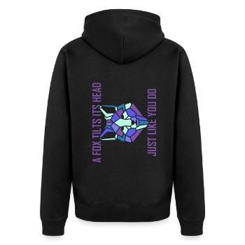 A fox tilts its head just like you do - Unisex Premium Bio Zip Hoodie - Schwarz - Hinten - Nico (187cm)