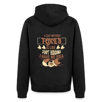 A day without foxes - Unisex Premium Bio Zip Hoodie - Schwarz - Hinten - Nico (187cm)