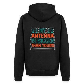 My Antenna is bigger than yours - Unisex Premium Bio Zip Hoodie - Schwarz - Hinten - Nico (187cm)