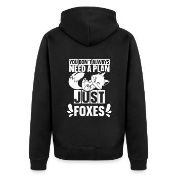 You don´t always need a plan - just foxes - Unisex Premium Bio Zip Hoodie - Schwarz - Hinten - Nico (187cm)