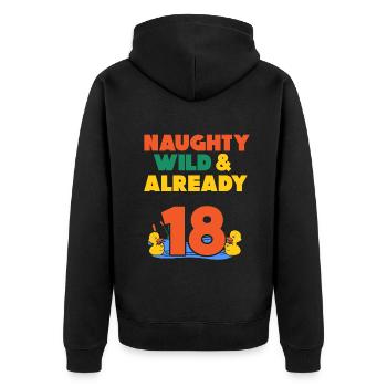 18 Jahre Geburtstag Ente - Unisex Premium Bio Zip Hoodie - Schwarz - Hinten - Nico (187cm)