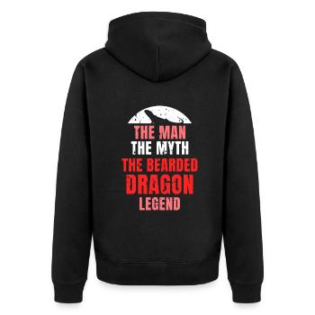 The Man, The Myth, The Bearded Dragon Legend - Unisex Premium Bio Zip Hoodie - Schwarz - Hinten - Nico (187cm)