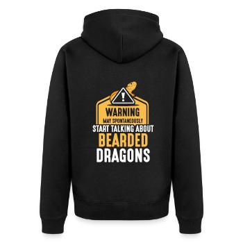 start talking about Bearded Dragons - Unisex Premium Bio Zip Hoodie - Schwarz - Hinten - Nico (187cm)