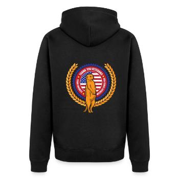Thank you Veterans meerkat with american flag - Unisex Premium Bio Zip Hoodie - Schwarz - Hinten - Nico (187cm)