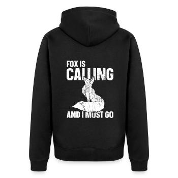 Fox is calling and i must go - Unisex Premium Bio Zip Hoodie - Schwarz - Hinten - Nico (187cm)