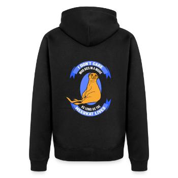 in a movie as long as the meerkat lives - Unisex Premium Bio Zip Hoodie - Schwarz - Hinten - Nico (187cm)