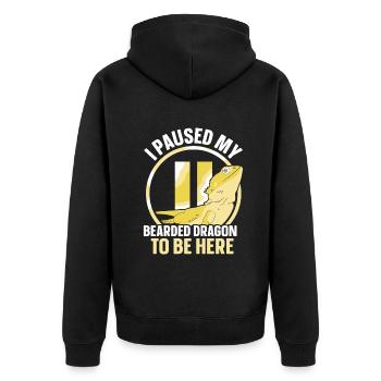 I Paused my Bearded Dragon to be here - Unisex Premium Bio Zip Hoodie - Schwarz - Hinten - Nico (187cm)