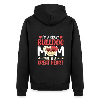 I'm a crazy bulldog mom - Unisex Premium Bio Zip Hoodie - Schwarz - Hinten - Nico (187cm)
