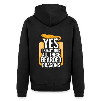 Yes I Really Need All These Bearded Dragons - Unisex Premium Bio Zip Hoodie - Schwarz - Hinten - Nico (187cm)