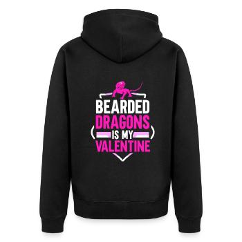 Bearded Dragons is my Valentine - Unisex Premium Bio Zip Hoodie - Schwarz - Hinten - Nico (187cm)