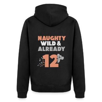 12 Jahre Geburtstag Junge Mädchen Koala - Unisex Premium Bio Zip Hoodie - Schwarz - Hinten - Nico (187cm)