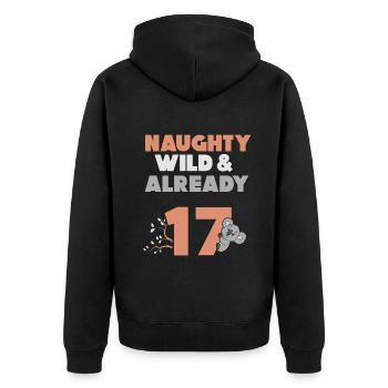 17 Jahre Geburtstag Koala - Unisex Premium Bio Zip Hoodie - Schwarz - Hinten - Nico (187cm)