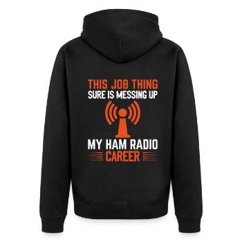 messing up my Ham Radio career - Unisex Premium Bio Zip Hoodie - Schwarz - Hinten - Nico (187cm)