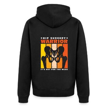 Hip Suggery warrior it's not for the weak - Unisex Premium Bio Zip Hoodie - Schwarz - Hinten - Nico (187cm)