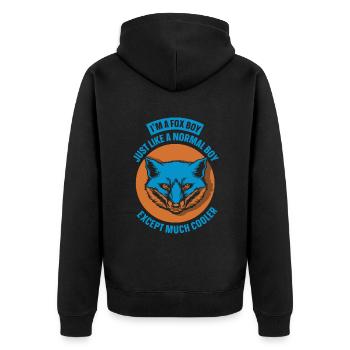 fox boy just like a normal boy - Unisex Premium Bio Zip Hoodie - Schwarz - Hinten - Nico (187cm)
