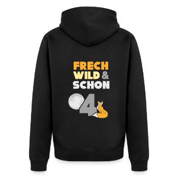 4 Jahre Geburtstag Junge Mädchen Fuchs - Unisex Premium Bio Zip Hoodie - Schwarz - Hinten - Nico (187cm)