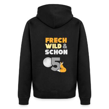 5 Jahre Geburtstag Junge Mädchen Fuchs - Unisex Premium Bio Zip Hoodie - Schwarz - Hinten - Nico (187cm)