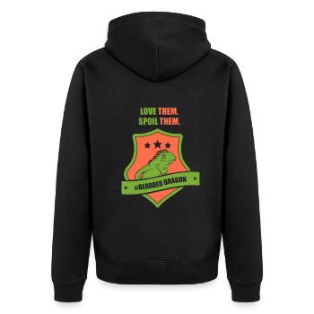 Love them. Spoil them. #Bearded Dragon - Unisex Premium Bio Zip Hoodie - Schwarz - Hinten - Nico (187cm)