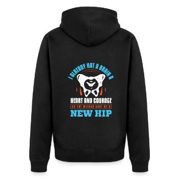 courage so the wizard gave me a new hip - Unisex Premium Bio Zip Hoodie - Schwarz - Hinten - Nico (187cm)