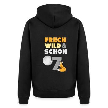 7 Jahre Geburtstag Junge Mädchen Fuchs - Unisex Premium Bio Zip Hoodie - Schwarz - Hinten - Nico (187cm)