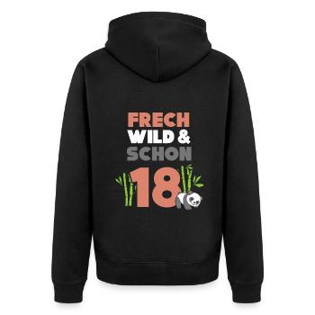 18 Jahre Geburtstag Panda - Unisex Premium Bio Zip Hoodie - Schwarz - Hinten - Nico (187cm)